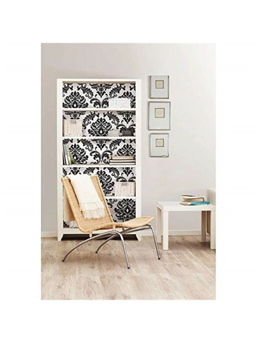 Peel Stick Removable Wallpaper Black White Damask Vinyl Wall Decor 20.5x18ft